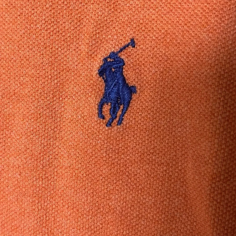 Polo Ralph Lauren Men's 2XL XXL Polo Shirt Orange Navy Pony - Picture 3 of 7